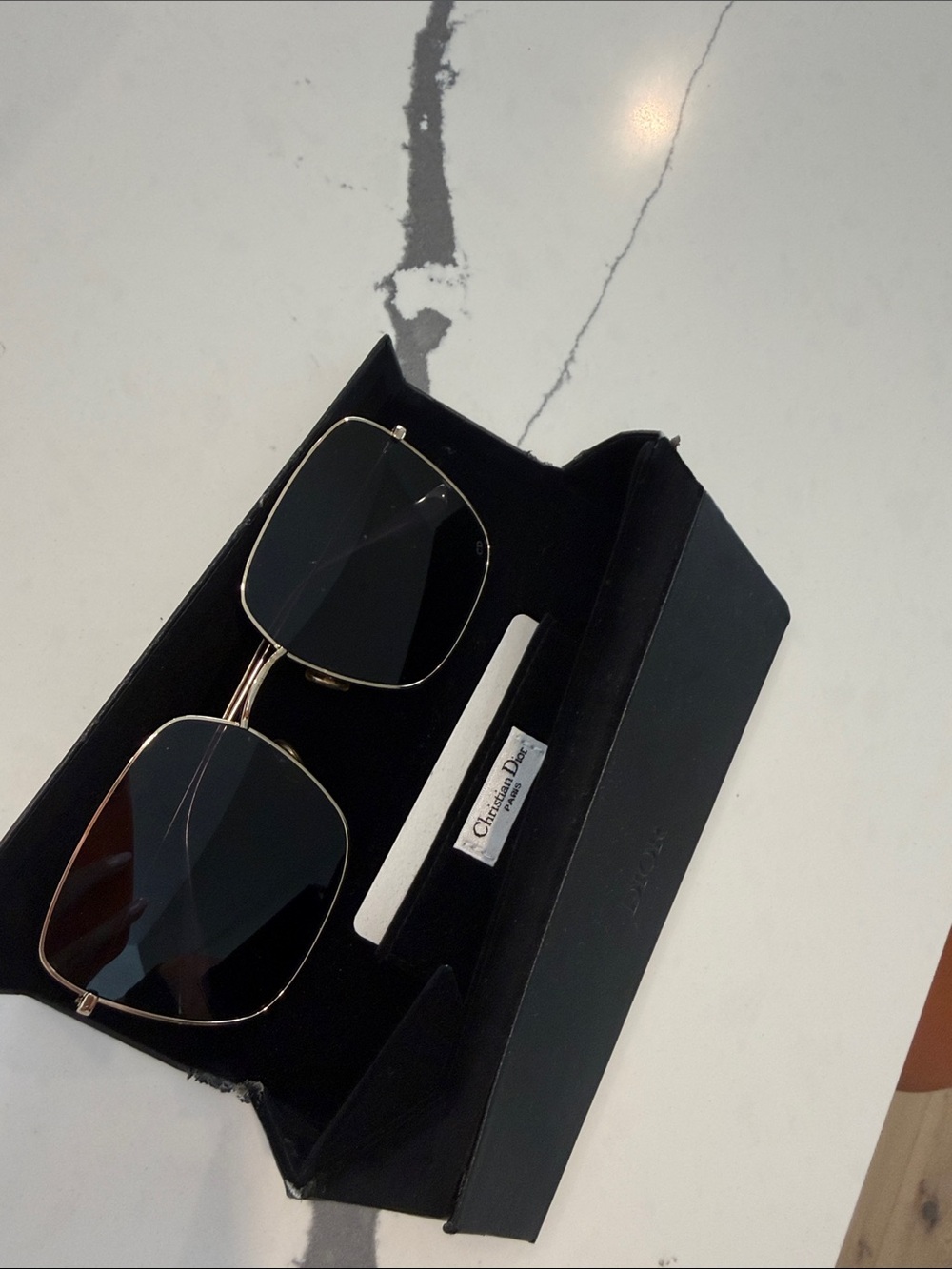 Dior Men's Gold Frame Sunglasses with Black Lenses